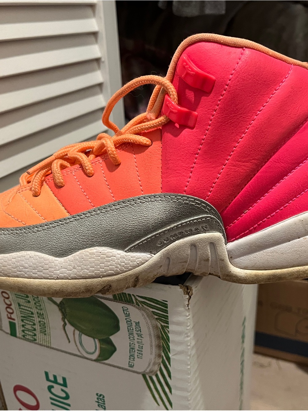Kids High-Top Gradient Pink Orange Sneakers with Grey Trim